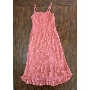 Abercrombie & Fitch Girls' 13/14 Smocked Floral Midi Dress Coral Pink